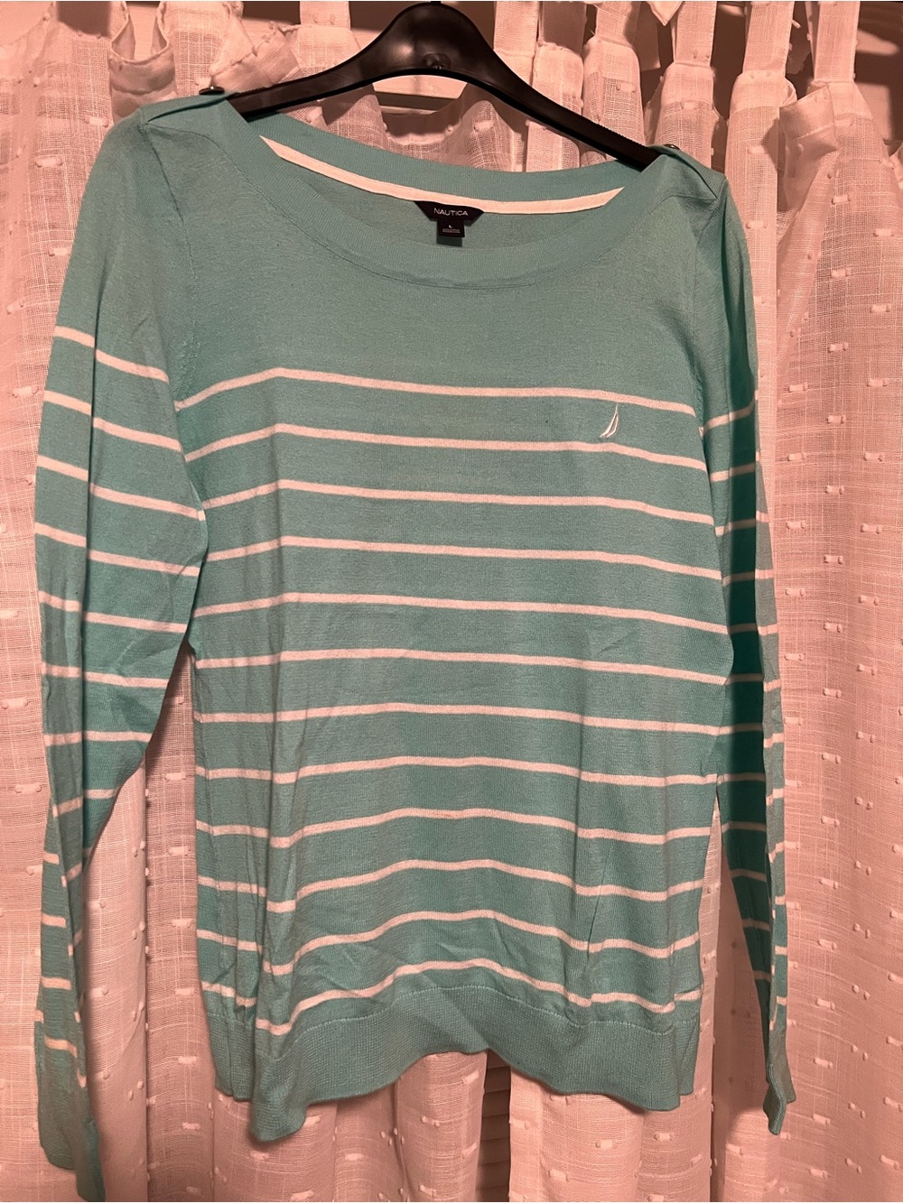 Nautica Mint Green & White Crewneck Sweater